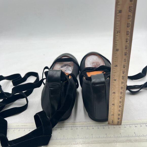 miss left Black Lovely Round Toe Satin Ballet Flats Strappy Ankle Strap Shoes - Picture 5 of 8